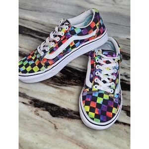 Vans Old Skool Tie Dye Checkerboard Rainbow Low Top Sneakers Mens 5 Womens 6.5